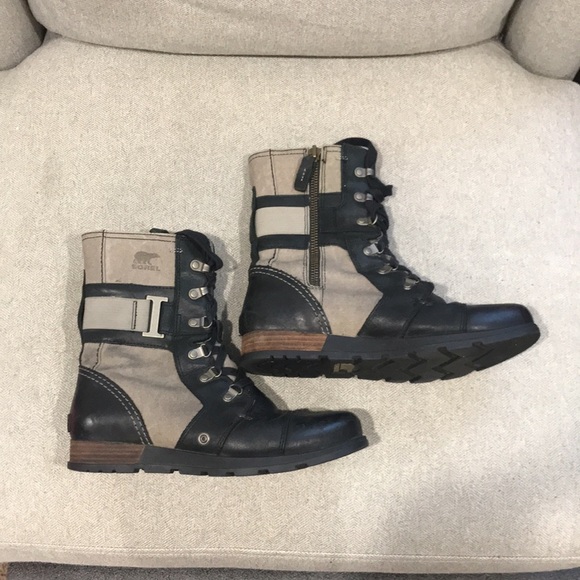 Sorel Major Carly boot size 9 leather and canvas zip lace up snow boot NWOT - Picture 6 of 9